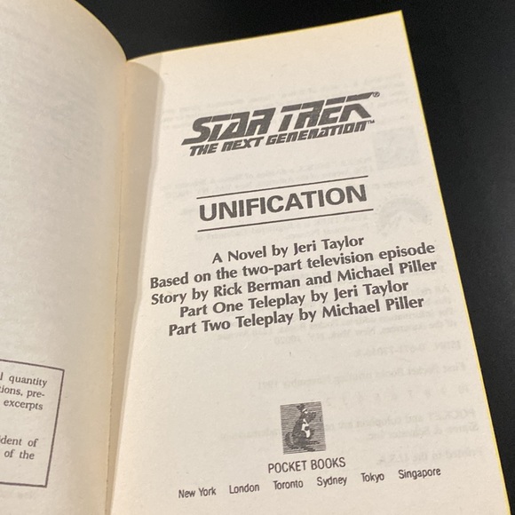 Star Trek: The Next Generation: Unification by Jeri Taylor - Paperback Novel - Picture 7 of 8